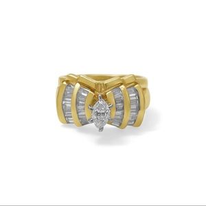 14k marquise diamond engagement set in yellow gold